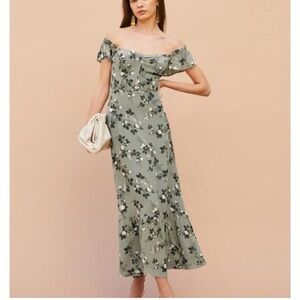 Reformation Green Floral Maxi Dress
